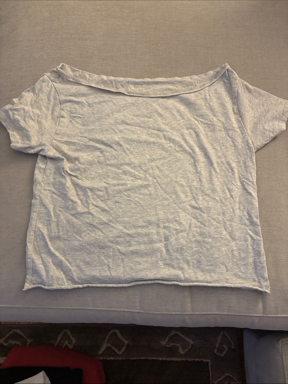 Hollister Light Heather Gray Off-Shoulder Tee
